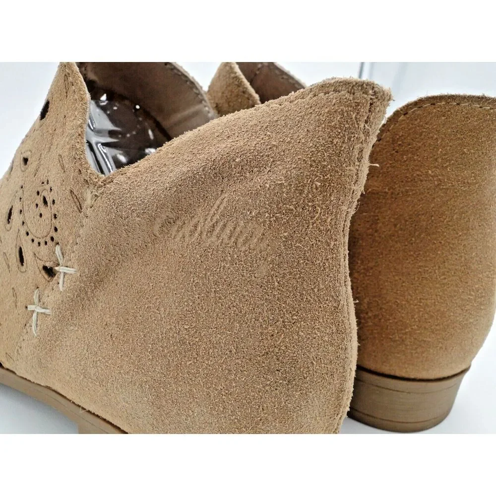 Coolway Shoes US 7‎ Booties Ankle Open Toe Suede Paisley Laser Cut Tan